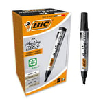 BIC Marking 2300 ECOlutions Marqueurs Permanents, à Pointe Moyenne Biseautée, Pour Carton, Plastique, Bois, Métal - Encre Noire, Boîte de 12