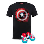 Marvel Captain America T-Shirt & Slippers Bundle - L/XL Slippers - Kids' - 7-8 Years