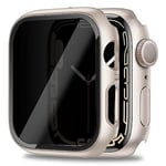 Miimall Coque pour Apple Watch Série 9/8/7 45MM avec Protection d'écran en Verre Trempé Anti-Espion, Coque de Protection pour iWatch 45MM -Starlight Argent