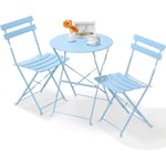 Ensemble de Bistro 3 pièces, Table de Jardin avec 2 chaises Pliantes, Set Balcon en métal, Ensemble Table Chaise Jardin Pliables, Meubles de Jardin,