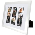 Photo Booth Frames -8 x 10 Inch Photo Frame with Mat for Three Photo Booth Strips White 8x10 3 Pictures