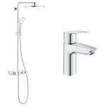 GROHE Colonne de douche thermostatique Euphoria SmartControl System 310 Duo 26507000 & QUICKFIX Start Robinet de salle de bains lavabo, mousseur économie d'eau, sans tirette