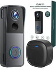 EUKI Wireless Video Doorbell Camera with Chime, Voice Changer/Message, PIR Motion Detection, Instant Alerts, 1080P HD, Night Vision, 2-Way Audio, Battery Powered, 2.4G WiFi, IP65, Support SD Storage