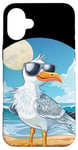 Coque pour iPhone 16 Plus Costume d'oiseau de mer cool avec lunettes de soleil pour oiseaux de vacances