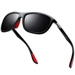 KANASTAL Lunettes de Soleil Homme Polarisées Lunette de Soleil Sport Femme Rectangulaire UV400 pour Cyclisme Pêche Alpinisme Randonnée Golf Noir Rouge