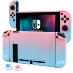 Cybcamo Protective Case for Nintendo Switch, Separable Cover for Switch Joy-Con Grip Cover with 2 Thumbsticks (Pink+Blue)
