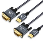 Câble HDMI vers VGA 1M Lot de 2,Câble Adaptateur Tressé HDMI vers VGA (Mâle vers Mâle) pour Ordinateur de Bureau, Ordinateur Portable, PC, Moniteur, Projecteur.[V301]