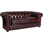 The English Chesterfield Company Shackleton 3-sits soffa skinn röd B194 cm