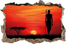 pixxp Rint 3D WD 1845 _ 62 x 42 Coucher de Soleil en Afrique percée 3D Sticker Mural Mural en Vinyle, Multicolore, 62 x 42 x 0,02 cm