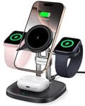 SwanScout 709M Double Chargeur pour Apple Watch, Chargeur Induction pour iPhone 16/15/14/13/12 Series, Station de Charge pour Apple Watch 9/8/7/6/5/4/3/2/SE 2, Airpods 4 (Noir)