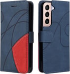 Coque Pour Samsung Galaxy S22 Pro,Etui En Cuir Pu Portefeuille Housse Fermeture Magnetique Und Flip Case Avec Antichoc Tpu, Etui A Rabat, Fentes Pour Cartes (Bleu)