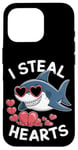 iPhone 16 Pro Cool Shark I Steal Hearts Valentines Day Funny Shark Boy Kid Case