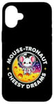 Coque pour iPhone 16 Plus Souris Astronaute Cheesy Dreams Cute Kawaii Moon Space Graphic