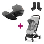 Cybex Pack Poussette Duo Orfeo Fog Grey + adaptateurs Coque Cloud G i-Size Lava