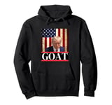 Donald Trump Mug Shot Goat Design American Flag MAGA Pullover Hoodie