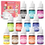 Colorant alimentaire Gel 12 Couleurs - Colorant Alimentaire de Gâteau Liquide pour la Cuisson, Fondant - Food Colouring Vibrant pour Aérographe, Décoration et la Cuisine, Slime Bricolage - 6 ml