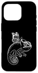 Coque pour iPhone 16 Pro Dessin au trait caméléon avec motif herpétologie Butterfly