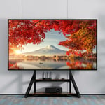 Support tv sur Pied avec 2 Étagères en Bois Hauteur Réglable Max vesa 600400mm pour Télé Écran led oled lcf Charge - 80kg+40kg×2