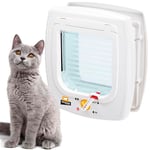 Ferplast Chatiere Magnetique, Porte pour Chats, Entrée et Sortie Contrôlables à 4 Voies, Proctection contre les Courants d'air, Collier Chat avec aimant inclus, SWING 7 Chatière magnétique pour Chat, Blanc