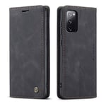 QLTYPRI Etui Coque pour Samsung Galaxy S20 FE, Portefeuille Fentes Cartes Housse Antichoc Cuir PU Vintage Portefeuille Etui Compatible avec Samsung Galaxy S20 FE - Noir