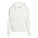 adidas Men's ESSENTIAL THREE STRIPES FLEECE ZIPPER HOODIE, wonder alumina/white, XL