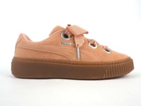 Womens Puma Platform Kiss Suede 366461 03 Peach Beige Lace Up Casual Trainers