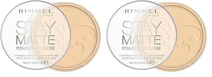 Rimmel - Poudre Compact Stay Matte - Anti-Brillance - Fini Mat et Naturel - 001 Transparent - 14gr (Lot de 2)