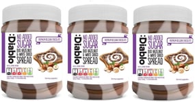 Diablo Sugar Free Duo Hazelnut & White Chocolate Spread 350g (Pack of 3)