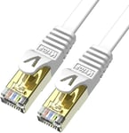 2m x 2 piéces Patch Cable Ethernet Cat 7 Plat Rj45 Pour Réseau 10Go/s Blanc