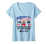 Womens Proud to Be the Elephant in Room Trump 45 47 2024 Trump 2025 V-Neck T-Shirt