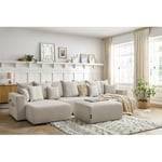 Canapé panoramique convertible Bobochic Canapé panoramique convertible coffre envy tissu chiné avec pouf Beige - Beige