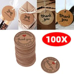 100PCS Set Kraft Paper Gift Tag Wedding Notes Tags Thank You Brown