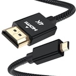 RUXELY Micro HDMI to HDMI Cable 3M,4K 60Hz 3D Nylon Braided Micro HDMI Lead Type D Cord for Raspberry Pi 4 4b,GoPro Black Hero 7 6 5 4,Sony Camera A6000 A6300 A6400,Nikon B500,Lenovo Yoga 3 Pro 710