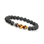 GD GOOD.designs EST. 2015 Bracelet de perles de chakra en pierre de lave pour hommes - Bracelet en Oeil de Tigre avec perles de lave noires I UnisizBude Bracelet énergétique hommes