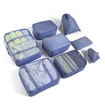 Suitcase Organiser Set, Packing Cubes Clothes, Shoe Bag Travel Organiser Cosmetic Packing Bags for Suitcases (8 Pieces, Navy)