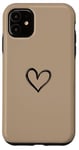 Coque pour iPhone 11 Beige sable foncé – Cœur mignon simple chic bohème dessiné à la main