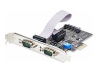 Startech.Com 2-Port Serial Pcie Card, Dual-Port Pci Express To Rs232/Rs422/Rs485 (Db9) Serial Card, Low-Profile Brackets Incl., 16C1050 Uart, Taa-Compliant, Windows/Linux, Taa Compliant - Level-4 Esd Protection (2S232422485-Pc-Card) - Seriell Adapte