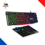 Pack MK800 Filaire - Clavier Gaming AZERTY RGB -Souris Gamer RGB 2400 DPI -Tapis