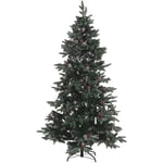 Sapin de Noël Artificiel 210 cm Vert avec effet Branches Givrées et Décorations Idéal Pour les Fêtes Beliani