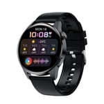 Lige-Montre Connectée De Sport Étanche Pour Homme,Appel Bluetooth,Full Touch,Fitness,Fréquence Cardiaque,Android,Ios,2024 - Type Silica Gel Black