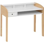 Pegane - Table du bureau, meuble du bureau en bois coloris Blanc, naturel - Longueur 100 x Profondeur 52 x Hauteur 85 cm