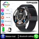 2024Uutta Huawei Xiaomi Gps Track -Älykellolle Miesten 1,85 Tuuman Ultra Hd Amoled -Näyttö 710 Mah Akku Bluetooth Call -Älykellot_Black-Mesh-Belt_710mAh large battery