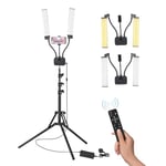 Andoer 45W Double Arms Fill Light, Adjustable 3000K-6500K Lash Light, Studio Light with Tripod Stand & Phone Clip, Rotatable Makeup Light, Beauty Light Lamp Perfect for Video, Photography, Selfies