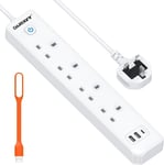 Extension Lead with USB Slots, 4 Way 3 USB Multi Plug Extension Socket with USB 