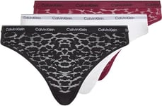 Calvin Klein Women Pack 3 Bikini Briefs with Lace, Multicolor (Purple Potion/White/Black), XL