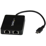 StarTech.com USB-C to Dual Gigabit Ethernet Adapter with USB (Type-A)