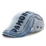 ZYM Casquette de cowboy plate vintage en tissu denim décontracté casquette à visière pour homme et femme chapeau jean tendance rétro comme sur la photo