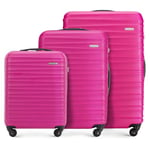 WITTCHEN Valise de Voyage Set de 3 valises Valise à roulettes Bagages à Main Set de valises de Voyage en ABS avec 4 roulettes pivotantes Serrure à Combinaison Poignée télescopique Groove Line Rose