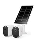 Arlo Pro 5 Wireless Outdoor Home Security Camera with Solar, 2 Cam Kit, CCTV, Advanced Colour Night Vision, 2K HDR, 2-Way Audio, Free trial of Arlo Secure Plan, White & FREE Solar Panel Charger