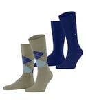 Burlington Everyday Mix Multipack M So coton fantaisie lot de 2 paires, Chaussettes Homme, Vert Leaf 7064, 40-46